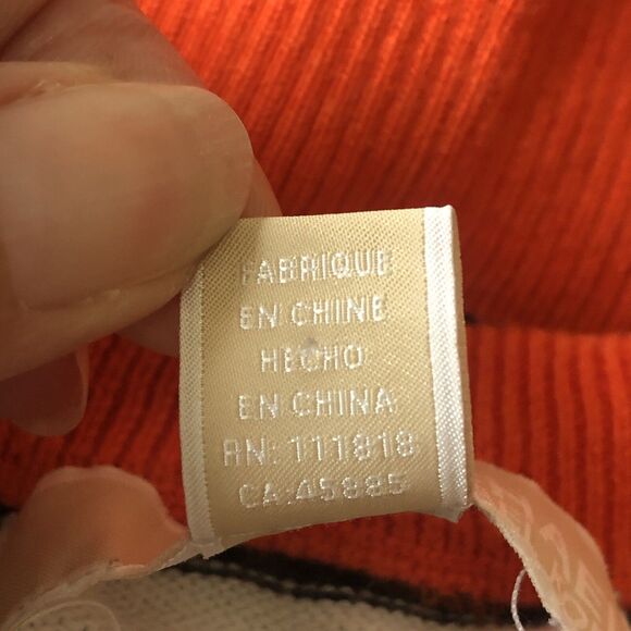 MICHAEL Michael Kors Women Sweater Orange Navy White Stripe Gold Grommets Large - Picture 11 of 16